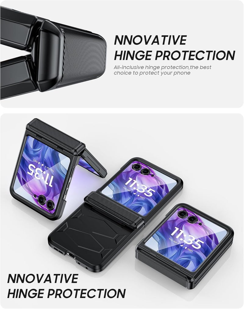 Vizvera for Motorola Razr+(Plus) 2025 Case with Hinge Cover,Built-in Screen Protector Shockproof All-Inclusive Smartphone Cover Wireless Charging for Motorola Razr+(Plus) 2025(Black) - Image 4